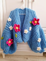 Blue daisy knit cardigan A11