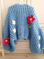 Blue daisy knit cardigan A11