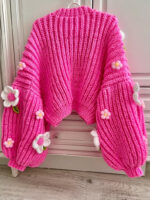 Pink daisy knit sweater A23